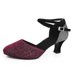 Damen Latein Tanzschuhe Ballsaal Salsa Tango Schuhe Hochzeit und Partys Glitzer Pumps(Violett,EU 38) von Daciyka