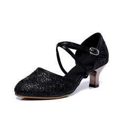 Damen Latein Tanzschuhe elegant und bequem Ballroom Tango Salsa Party Pumps Gummisohle(Schwarz,EU 38) von Daciyka