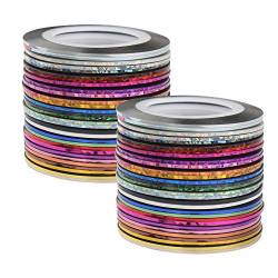 Dadabig 60 Rollen Nageldesign Nail Art Stripes, Tape Sticker Zierstreifen Packung Selbstklebend Glitze Line DIY Nail Art Styling Tools Striping Tape Aufkleber Set in verschiedenen Farben (1mm * 20m) von Dadabig