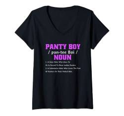 Damen Panty Boy BDSM Submissive Sissy Kink CGLRE Panties T-Shirt mit V-Ausschnitt von Daddy Dom Designs