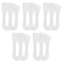 5 Paar Fünf Finger No Show Socken Damen, Rutschfeste Orthopädische Zehensocken Dünn mit Gel-Tab, Atmungsaktive Unsichtbare Socken Füßlinge Frauen, Weiche Ultra Low Cut Liner Socken Mädchen (Weiß) von Daelesr