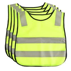 Gelb Reflektierende Sicherheitswesten, Warnweste mit Reflektierenden Streifen, High Visibility Reflective Safety Vest für Laufen Freien Joggen Wandern Radfahren (4 Stück, Kinder) von Daelesr