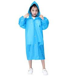 Kinder Regenmantel, Wasserdicht Regenponcho mit Kapuze für Mädchen Jungen, Kleinkind Regenjacke Regencape, Klar Eva Regenbekleidung Regenschutz für Outdoor Radfahren Wandern Camping Reisen (Blau) von Daelesr