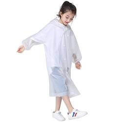 Kinder Regenmantel, Wasserdicht Regenponcho mit Kapuze für Mädchen Jungen, Kleinkind Regenjacke Regencape, Klar Eva Regenbekleidung Regenschutz für Outdoor Radfahren Wandern Camping Reisen (Weiß) von Daelesr