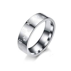 Daesar 1 Damen Herren Ring Edelstahl Partnerring Ehering mit Hundepfote Rund 6 MM Hochzeit Ringe Silber Trauring Große 52 (16.6) von Daesar