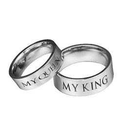 Daesar 1 Paar Hochzeit Ringe Eheringe Freundschaftsringe Verlobungsringe Graviert My King My Queen Breite 8/6 MM Silber Ringe für Damen Herren Damen Gr.60 (19.1) & Herren Gr.60 (19.1) von Daesar