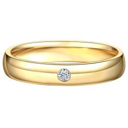 Daesar Echt Gold Ringe Männer 750, Hochzeit Ring Herren 4MM mit Erstellter Diamant Bandring Ring Gr.62 (19.7), Eheringe Verlobungsringe Nickelfrei von Daesar