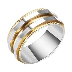 Daesar Edelstahl Ring Herren Silber Gold, Männer Ringe Personalisiert 8MM Gebürstet Bandring Ring Große 54 (17.2) von Daesar
