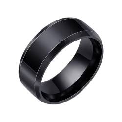 Daesar Edelstahl Ring für Männer, Ringe Personalisiert 8MM Glatt Bandring Schwarz Ring Gr.62 (19.7) von Daesar