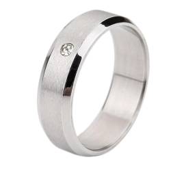 Daesar Edelstahl Ringe Herren, Männer Ring Personalisiert 6MM Gebürstet mit Zirkonia Bandring Silber Ringe Gr.57 (18.1) von Daesar