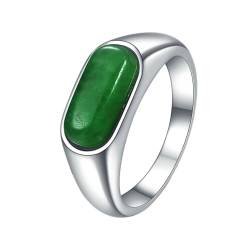 Daesar Edelstahl Ringe Herren, Männer Ring Personalisiert mit Grün Naturstein Siegelring Silber Ringe Gr.57 (18.1) von Daesar