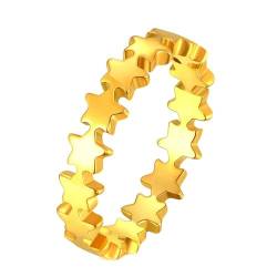 Daesar Edelstahl Ringe Partnerringe Gold, Ring Personalisiert 4MM Sterne Ring Gr.62 (19.7) von Daesar