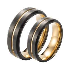 Daesar Eheringe Edelstahl Paarpreis, Verlobungsringe Nickelfrei Partnerringe mit Gravur für Sie und Ihn, 8MM Matt Ringe Band Gold Schwarz Damen Gr.62 (19.7) & Herren Gr.62 (19.7) von Daesar