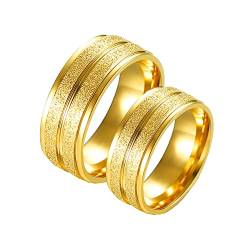 Daesar Eheringe Paarpreis Edelstahl mit Gravur, Hochzeitsringe Paar Partnerringe für 2, Gold Matte Ringe 8MM Damen Gr.54 (17.2) & Herren Gr.65 (20.7) von Daesar