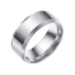Daesar Herren Ring Edelstahl, Ringe Partnerringe Personalisiert 8MM Glatt Bandring Silber Ring Große 52 (16.6) von Daesar