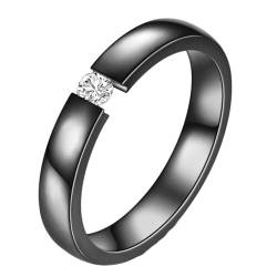 Daesar Herren Ring Personalisiert, Edelstahl Ringe 3MM Solitär mit Zirkonia Schwarz Ring Große 60 (19.1) von Daesar