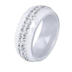 Daesar Herren Ringe Keramik Weiß, Ring Personalisiert 8MM mit Zirkonia Bandring Ring Gr.54 (17.2) von Daesar