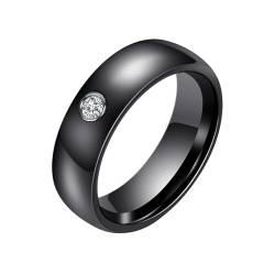 Daesar Keramik Ring Männer, Herren Ringe Personalisiert 6MM Glänzend mit Zirkonia Bandring Ring Große 54 (17.2) von Daesar