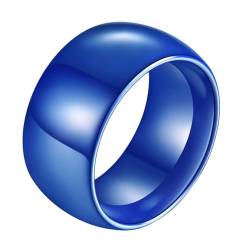 Daesar Keramik Ringe Partnerringe Blau, Ring Personalisiert Breit 11MM Glänzend Bandring Ring Gr.65 (20.7) von Daesar