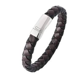 Daesar Lederarmbänder Herren, Charm Armband Personalisiert Geflochten 12MM mit Magnetverschluss Partnerarmband Schwarz Braun 16.5CM von Daesar