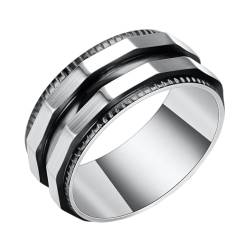 Daesar Männer Ringe Edelstahl, Ring Personalisiert 8MM Gebürstet Bandring Silber Schwarz Ringe Große 54 (17.2) von Daesar