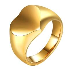 Daesar Männer Ringe Edelstahl, Ring Personalisiert Herz 16MM Siegelring Gold Ringe Große 60 (19.1) von Daesar