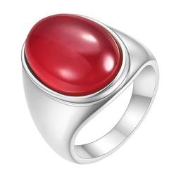 Daesar Männer Ringe Edelstahl, Ring Personalisiert mit Rot Stein Siegelring Silber Ringe Große 65 (20.7) von Daesar