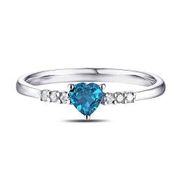 Daesar Ring Damen Silber 925, Eheringe Herz mit Blau Zirkonia Silber Ring Verlobung und Hochzeit Gr.51 (16.2) von Daesar