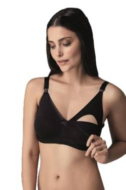 Dagi Women's Cotton Cupless Non-Wired Nursing T-Shirt Bra, Black, 85B von Dagi