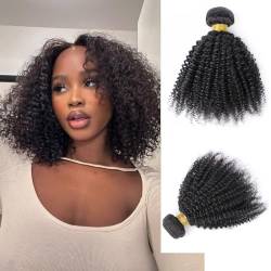 Brazilian Afro Kinky Curly Hair 4B 4C Single Bundle 100% Unprocessed Virgin Afro Curly Human Hair Extension Double Weft Hair Weaves Natural Black Color for Black Women (1 bundle 12inch) von DaiMer