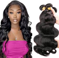 Brazilian Virgin Human Hair Bundles Body Wave 10A Grade 100% Unprocessed Human Hair 3 Bundles Hair Extensions for Black Women Natural Color 10 12 14 Inch von DaiMer