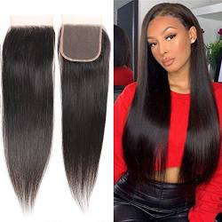 DaiMer 10A Brazilian Body Wave Lace Closure (12inch) 4x4 Free Part Swiss Lace Closure Natural Color Brazilian Virgin Human Hair Lace Closure Pre Plucked with Baby Hair von DaiMer