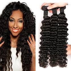 DaiMer Brazilian Virgin Hair Deep Wave Human Hair Bundles 300g 12 14 16 inch 3 Bundles Thick Short Real Hair Extension Human Hair Natural Colour for Black Women von DaiMer