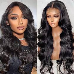 DaiMer Hair HD Lace Front Wigs Human Hair Body Wave Wigs Wear & Go Glueless Lace Wigs For Women No Glue 4x6 Lace Pre Plucked Wig Human Hair Wigs Lace Closure Wigs 150% Density 18 Inch von DaiMer
