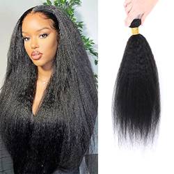 DaiMer Kinky Straight Hair 1 Bundles ，Yaki Human Hair Weave，10A Grade Unprocessed Brazilian Virgin Remy Sew in Hair Extensions for Black Women Natural Color Single Bundle 12 Inch von DaiMer