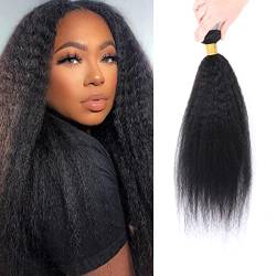 DaiMer Kinky Straight Hair 1 Bundles ，Yaki Human Hair Weave，10A Grade Unprocessed Brazilian Virgin Remy Sew in Hair Extensions for Black Women Natural Color Single Bundle 20 Inch von DaiMer