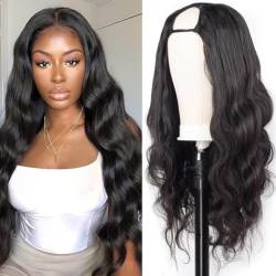 DaiMer U Part Wig，Brazilian Body Wave Wigs，No Leave Out Lace Front Wigs None Lace Front Machine Made 100% Virgin Hair Natural and Soft For Black Women 12 Inch Natural Color von DaiMer