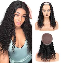 Daimer U Part Wig Brazilian Deep Curly Human Hair Extension Clip In Half Wigs None Lace Front Machine Made 100% Virgin Hair Natural And Soft For Black Women 12 Inch Natural Color von DaiMer