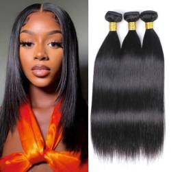 Human Hair Bundles Straight Bundles Human Hair 10 12 14 Inch 10A Brazilian Hair Bundles Human Hair 100% Unprocessed Virgin 3 Bundles Human Hair Weave Bundles Human Hair Extensions Natural Color von DaiMer