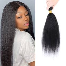 Kinky Straight Human Hair ，Single Bundle 14 Inch Yaki Straight Human Hair Extensions One Bundles， 100% Unprocessed Brazilian Virgin Remy Human Hair For Black Women Natural Color von DaiMer