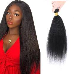 Kinky Straight Human Hair ，Single Bundle 22 Inch Yaki Straight Human Hair Extensions One Bundles， 100% Unprocessed Brazilian Virgin Remy Human Hair For Black Women Natural Color von DaiMer