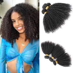 Mongolian Afro Kinky Curly Bundles Human Hair 4B 4C 100% Human Hair Bundles 12 12 12 Inch Curly Weave Bundles Unprocessed Virgin Hair Afro Curly Hair Extensions for Black Women Natural Color von DaiMer