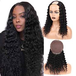 None Lace Front Machine Made Wig Deep Wave For Black Women 150% Density Soft And Silky Brazilian Glueless U Part Wig Hair Extensions Clip In Half Wigs 22 Inch Natural Color von DaiMer