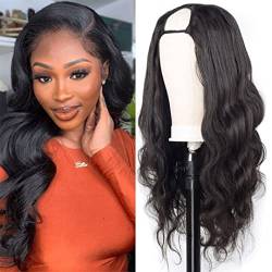 U Part Wig 100% Human Hair Wigs Body Wave For Black Women 150% Density Natural and Soft U Part Hair Extensions Clip In Half No Sew in Glueless Wigs 16 Inch Natural Color von DaiMer