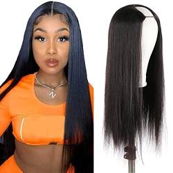 U Part Wigs Human Hair Wigs for Black Women Brazilian Straight Human Hair Wigs None Lace Half Machine Made Wigs Glueless Natural Color U-part wigs(18 inch, U-Part wig) von DaiMer
