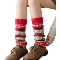 Daisred Beinstulpen Stulpen Damen Weihnachts Beinwärmer Stulpensocken 2 Paare von Daisred