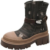 Daisred Damen-Stiefeletten mit Plateausohle Blockabsatz Stiefel von Daisred