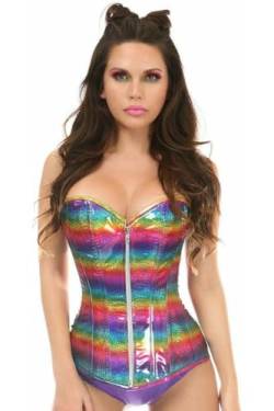 Daisy Corsets Damen Rainbow Glitter Steel Boned Corset Korsett, Regenbogenfarben, 3X von Daisy Corsets