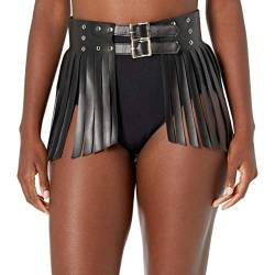 Daisy corsets Damen Black Vegan Leather Fringe Mini Skirt Dessous, schwarz, Groß von Daisy Corsets