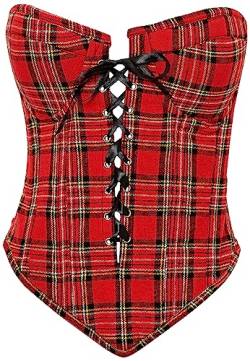 Daisy corsets Damen Daisy Schublade, kariert, Stahlstäbchen, Korsett, Rotes Karomuster, X-Large von Daisy Corsets